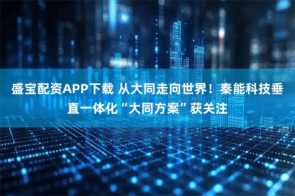 盛宝配资APP下载 从大同走向世界！秦能科技垂直一体化“大同方案”获关注