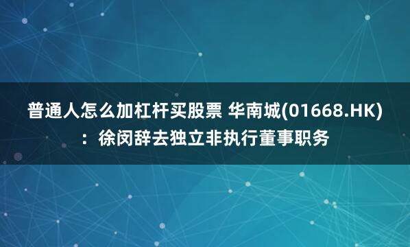 普通人怎么加杠杆买股票 华南城(01668.HK)：徐闵辞去独立非执行董事职务